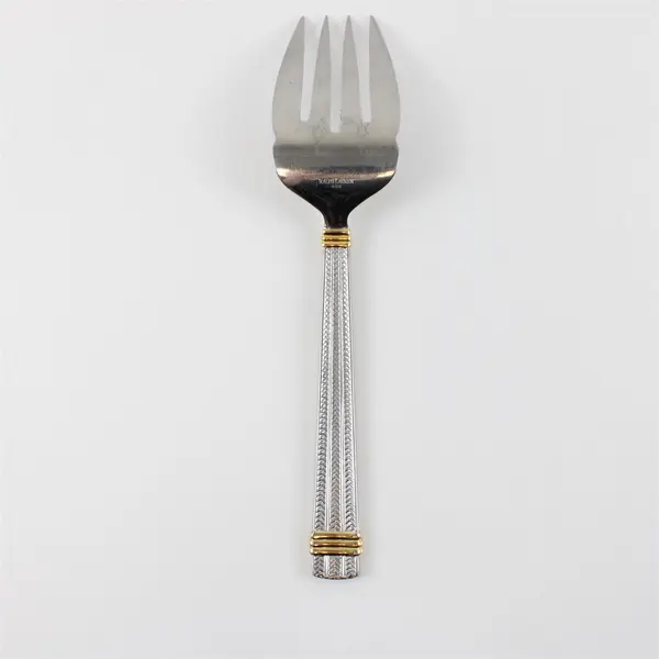 Ralph Lauren Wainwright Serving Fork Silver Tone Gold Accents