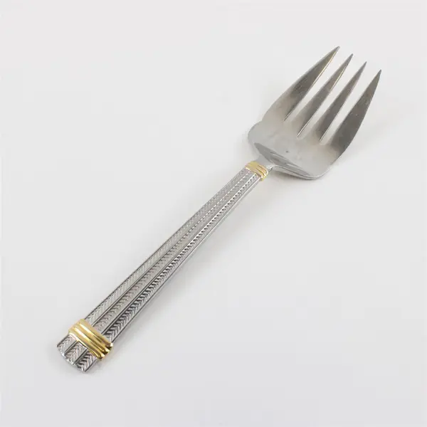 Ralph Lauren Wainwright Serving Fork Silver Tone Gold Accents
