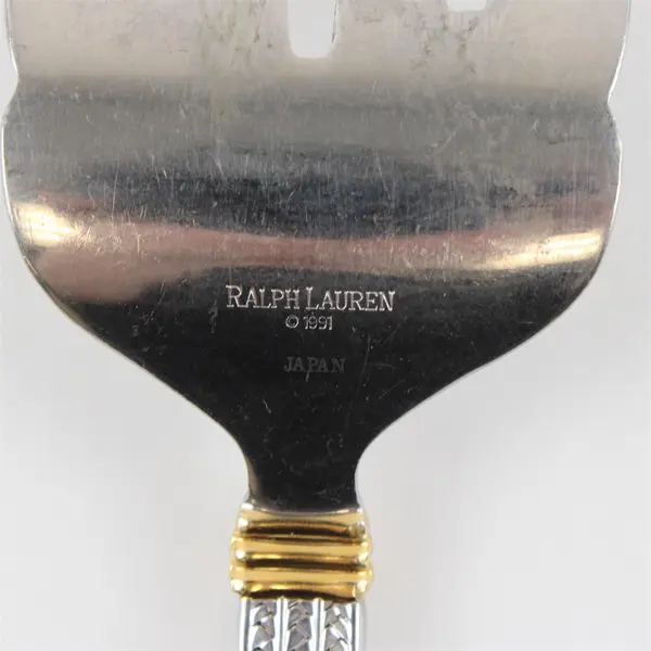 Ralph Lauren Wainwright Serving Fork Silver Tone Gold Accents