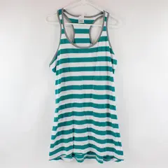 Toast and Jammies  Women's XL Teal and White Striped Tank-Top Nightgown