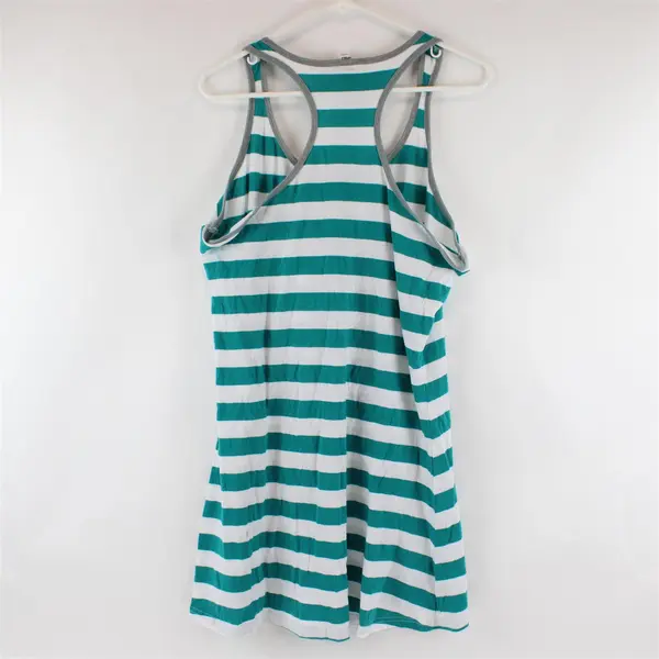 Toast and Jammies  Women's XL Teal and White Striped Tank-Top Nightgown