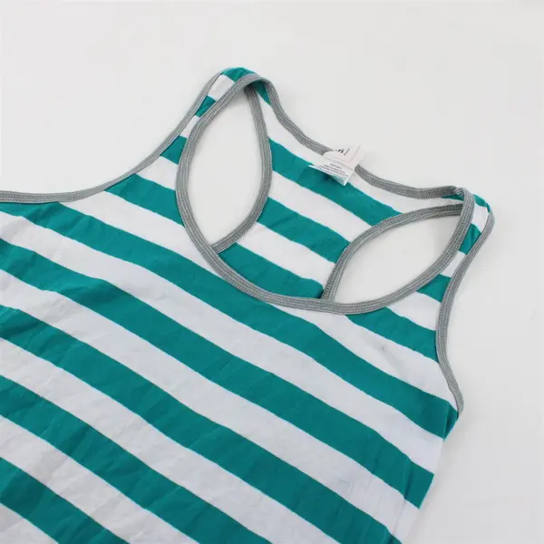 Toast and Jammies  Women's XL Teal and White Striped Tank-Top Nightgown