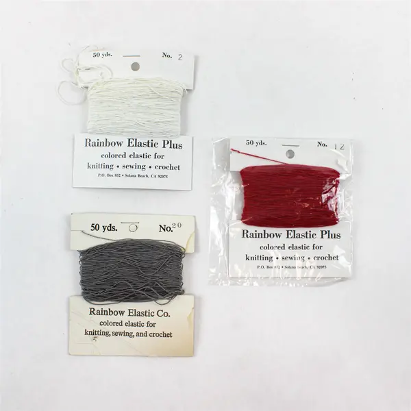 Lot of 3 Rainbow Elastic Co Carded Elastic Red Gray White Knit Sew Crochet