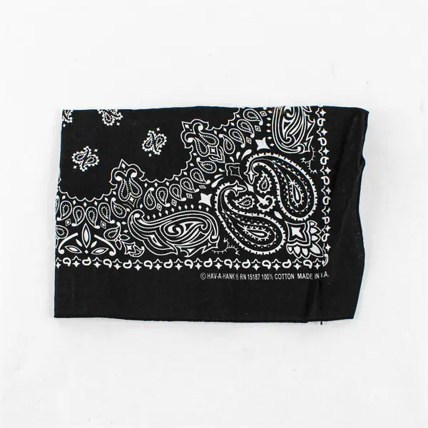 Hav-A-Hank Black Bandana RN 15187 100% Cotton 20"x 20"