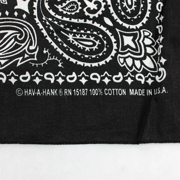Hav-A-Hank Black Bandana RN 15187 100% Cotton 20"x 20"