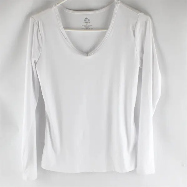 RBX White V-Neck Long-Sleeved Activewear Shirt Women's Small