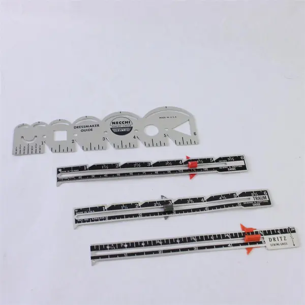 Lot of 4 Mixed Brand Sewing Gauges Dritz Traum Necchi Metal Rulers