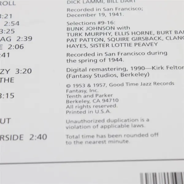 Bunk Johnson & Lu Watters - Bunk & Lu - CD 