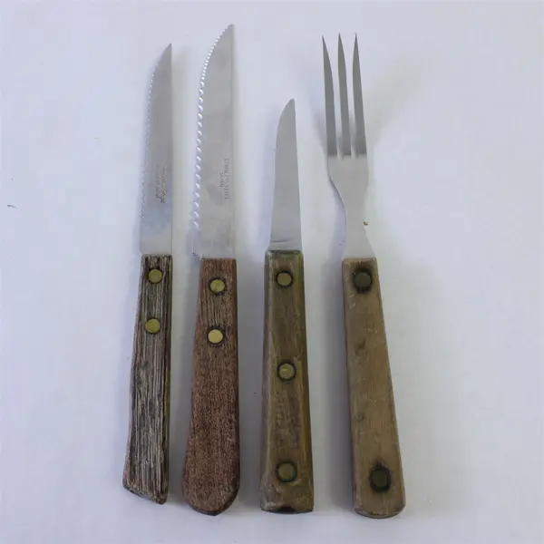 Lot of 4 Various Brands Rustic Handle Silverware 3 Knives + 1 Fork