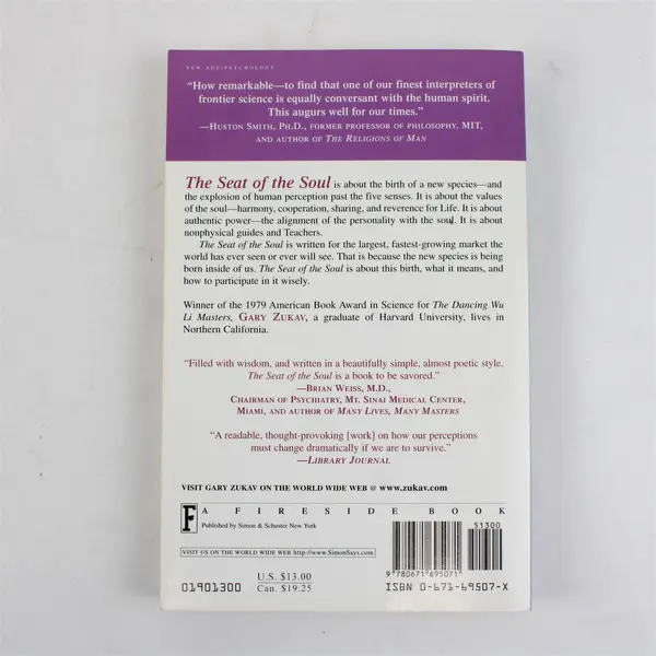 The Seat of the Soul Gary Zukav 1990 Paperback Book