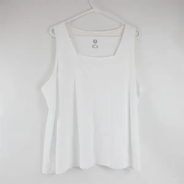 Isaac Mizrahi Live White Square Neck Tank Top Women's Plus Size 2X
