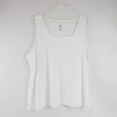 Isaac Mizrahi Live White Square Neck Tank Top Women's Plus Size 2X