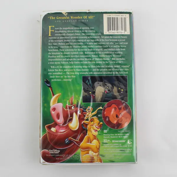 The Lion King (VHS, 1995, Disney, Roger Allers & Rob Minkoff, Masterpiece Coll.)