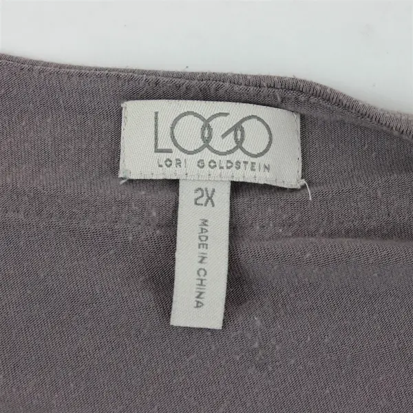 LOGO Lori Goldstein Taupe Open-Front Cardigan w/ Pockets Women's Plus Size 2X