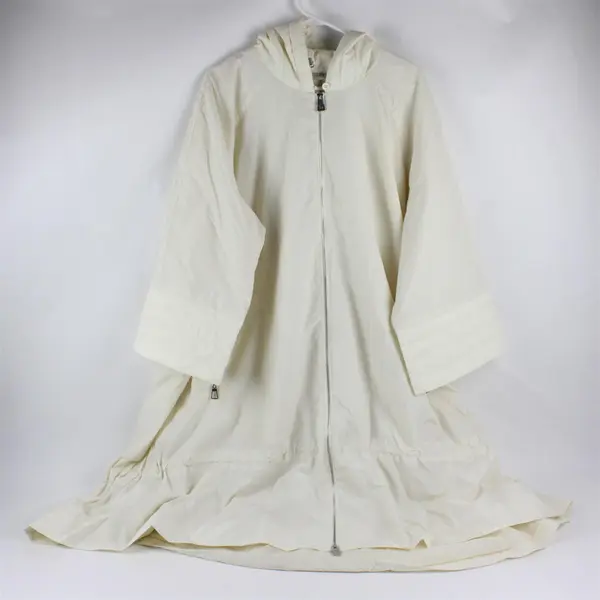 LOGO Lori Goldstein Off-White Ivory Long Windbreaker Jacket Women's 3X