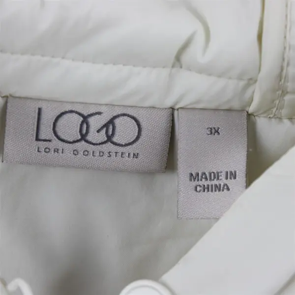 LOGO Lori Goldstein Off-White Ivory Long Windbreaker Jacket Women's 3X