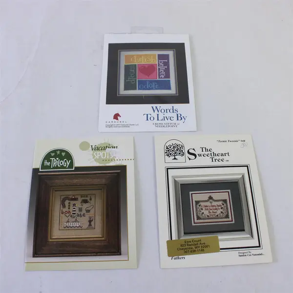 Lot of 7 Counted Cross Stitch Patterns Trilogy Sweetheart Tree Janlynn