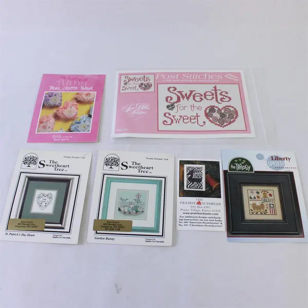 Lot of 6 Counted Cross Stitch Patterns Sweetheart Tree Prairie Schooler