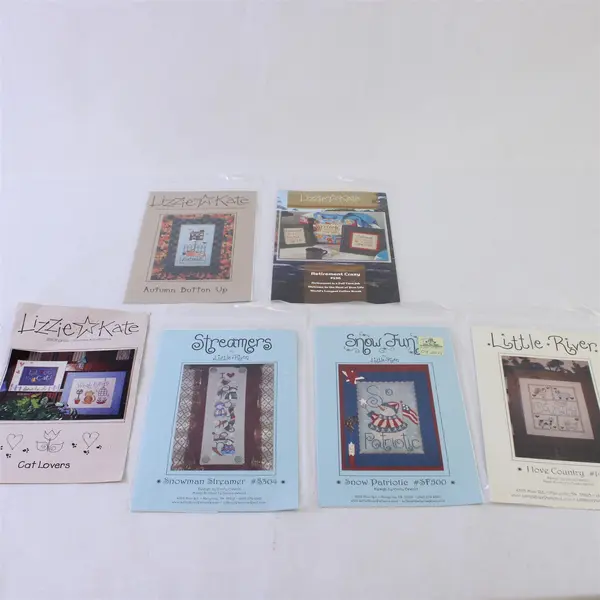 Lot of 6 Counted Cross Stitch Patterns Lizzie & Kate Little River Designs