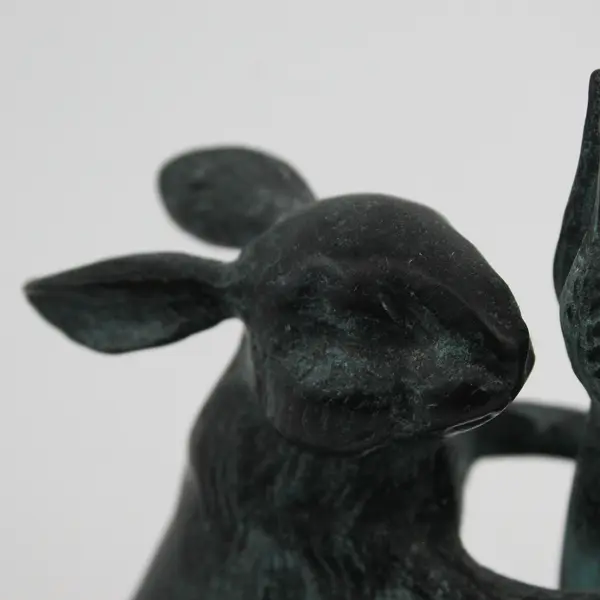 Cast Iron Rabbit With Carrot Bud Vase With Glass Insert