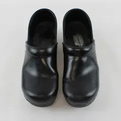 Dansko Solid Black Leather Professional Clog Platform Shoes Women Size 7.5/8