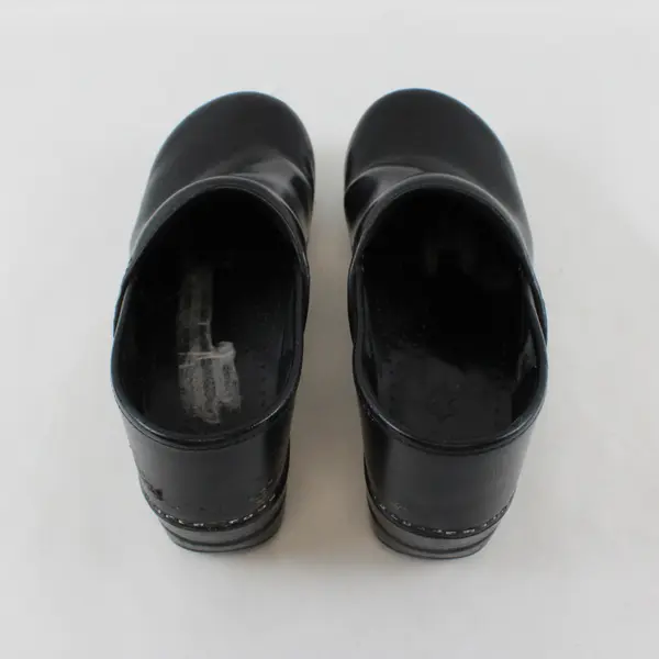 Dansko Solid Black Leather Professional Clog Platform Shoes Women Size 7.5/8