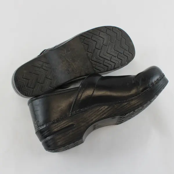 Dansko Solid Black Leather Professional Clog Platform Shoes Women Size 7.5/8