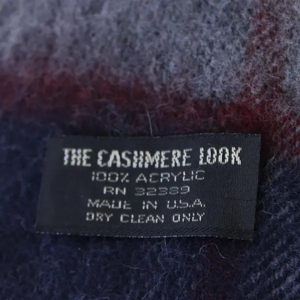 The Cashmere Look Womens Plaid Fringe Rectangle Scarf Gray Red Navy