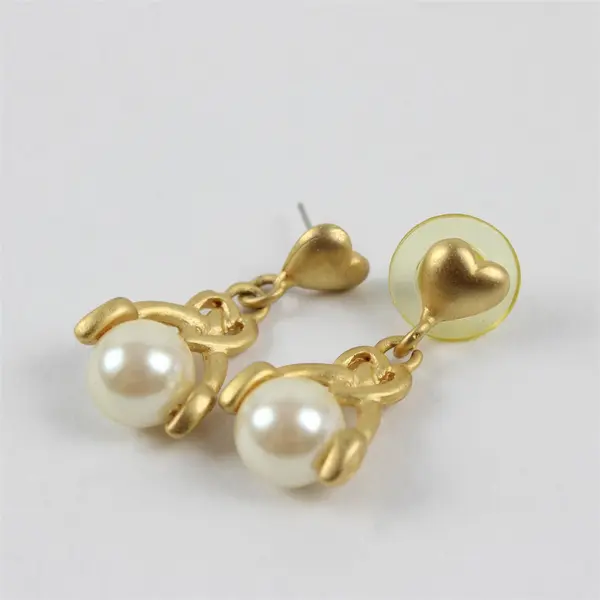 Vintage Mixed Costume Jewelry Earrings Gold Tone Pearl Hoop Dangle