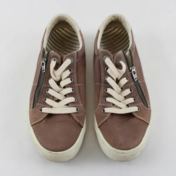 Taos Tan Color Lace Up W/ Zipper Canvas Z Soul Sneaker Shoes Womens Size 8.5