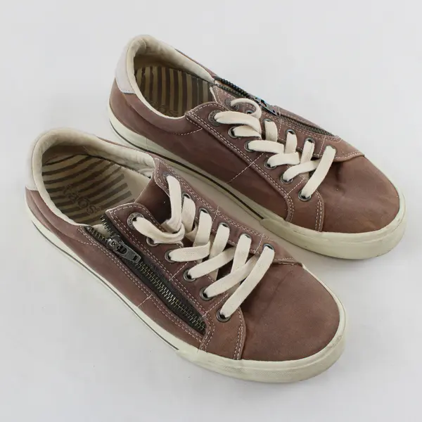 Taos Tan Color Lace Up W/ Zipper Canvas Z Soul Sneaker Shoes Womens Size 8.5