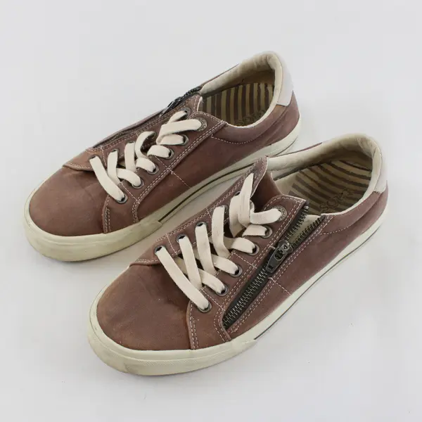Taos Tan Color Lace Up W/ Zipper Canvas Z Soul Sneaker Shoes Womens Size 8.5