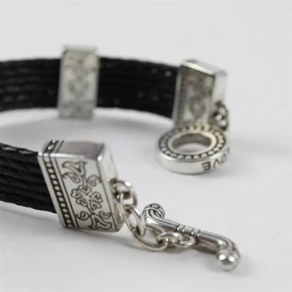 Brighton Silver-Plated and Braided Leather Toggle Clasp Bracelet 7.5"