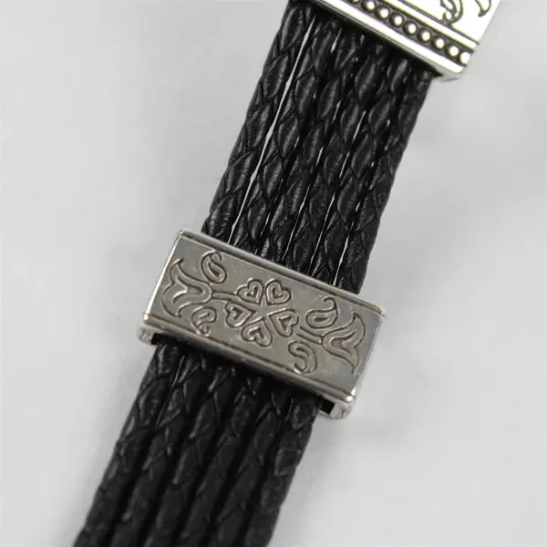 Brighton Silver-Plated and Braided Leather Toggle Clasp Bracelet 7.5"