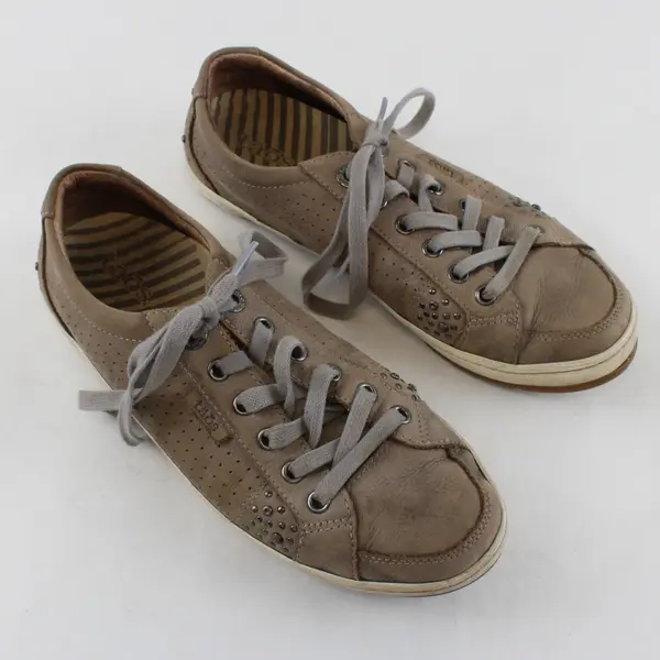 Taos Brown Leather Freedom Low Top Lace Up Sneaker Shoes Women's Size 8.5