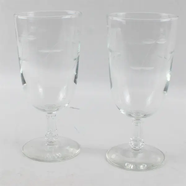 Lot Of 2 Libbey Glass Company Windswept Pattern Clear Iced Tea Glasses 7.25"