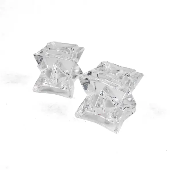 Set of 2 Clear Glass Octagon Star Taper Votive Candle Holders