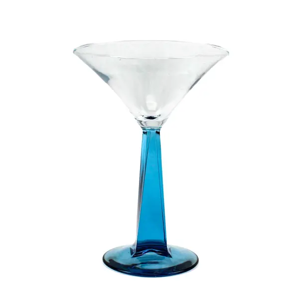 Unbranded/Unmarked Blue Square Tapered Stem/Clear Glass Martini Glass 8.75" Tall