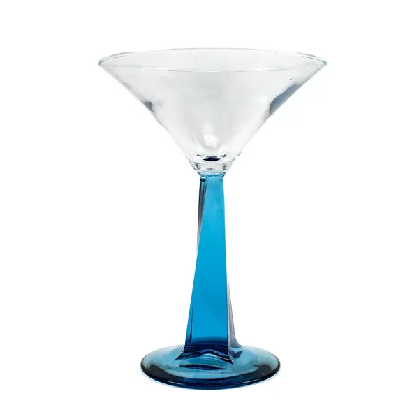 Unbranded/Unmarked Blue Square Tapered Stem/Clear Glass Martini Glass 8.75" Tall