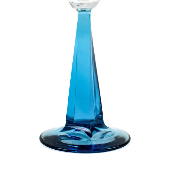 Unbranded/Unmarked Blue Square Tapered Stem/Clear Glass Martini Glass 8.75" Tall