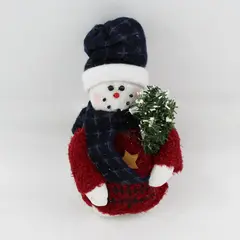 VTG 1998 Crazy Mountain Fabric Snowman with Red Sweater Figure 7.5"