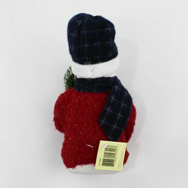 VTG 1998 Crazy Mountain Fabric Snowman with Red Sweater Figure 7.5"