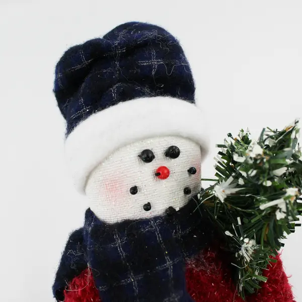 VTG 1998 Crazy Mountain Fabric Snowman with Red Sweater Figure 7.5"
