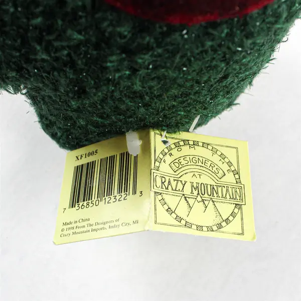 VTG 1998 Crazy Mountain Fabric Snowman with Green Sweater Figure 7.5"