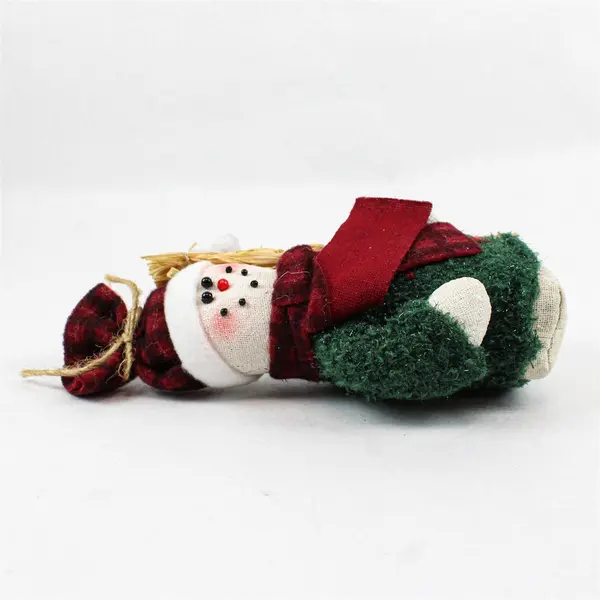 VTG 1998 Crazy Mountain Fabric Snowman with Green Sweater Figure 7.5"