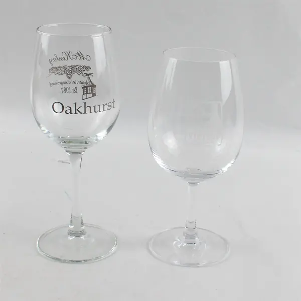 Lot Of 2 Oregon Vintage & Oakhurst Clear Glass Wine Glasses 7.5" & 8.25" Tall