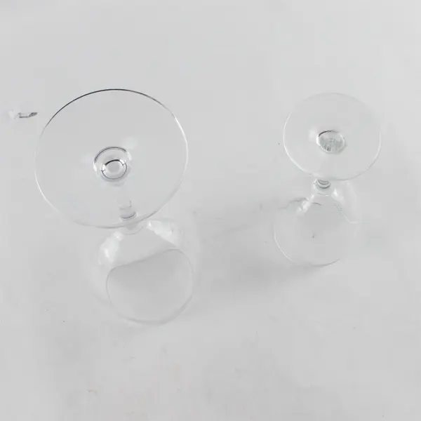 Lot Of 2 Unbranded/Unmarked Clear Glass Sherry Glass 6.75" & Wine Glass 9" Tall