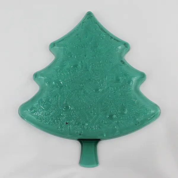Vintage Indiana Glass Green Christmas Tree Serving Platter