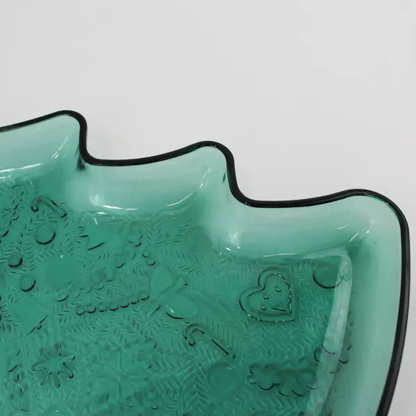 Vintage Indiana Glass Green Christmas Tree Serving Platter