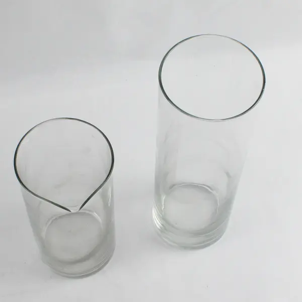 Lot of 2 Unbranded Clear Glass Vases 10.5" & 7.5" Tall